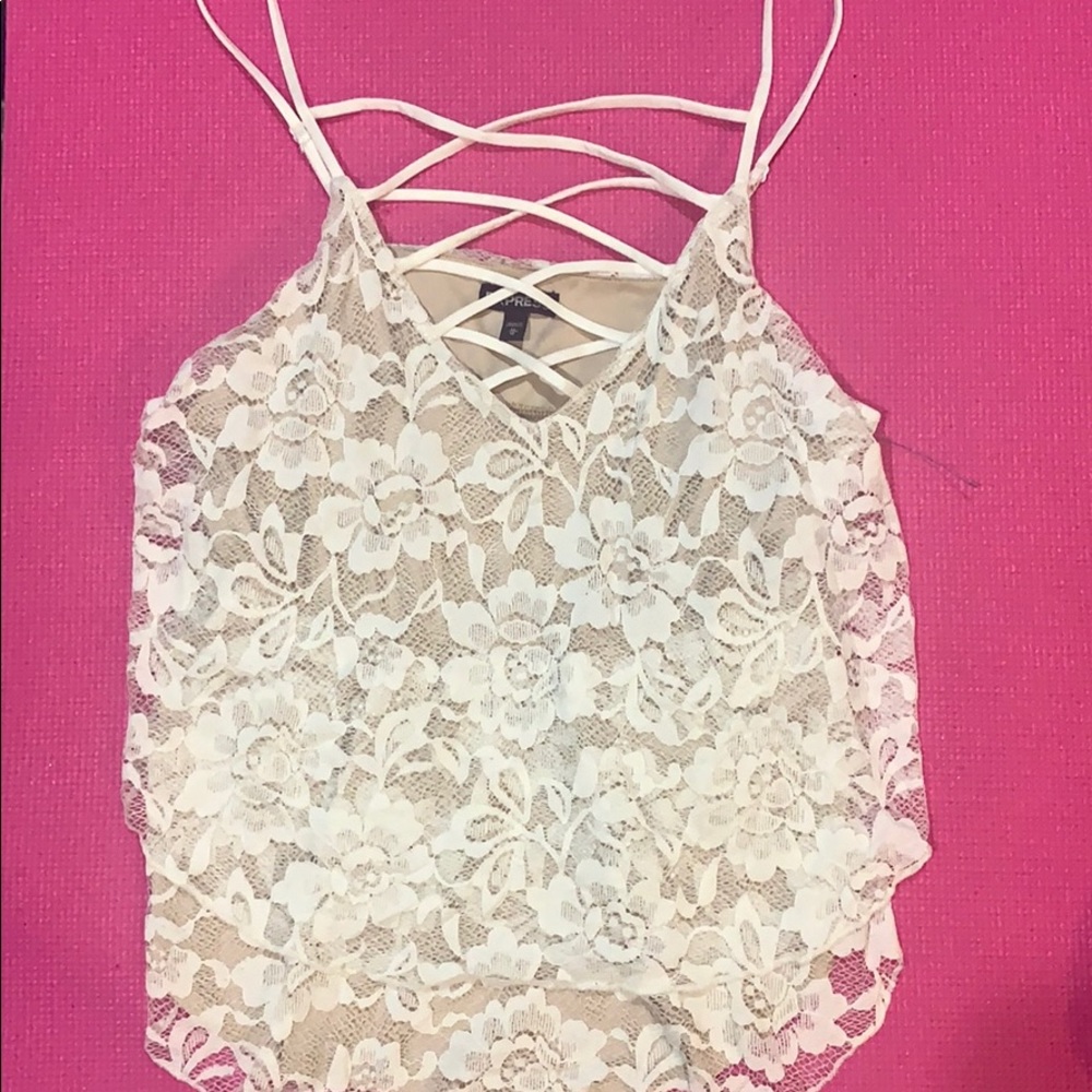 Express white lace tank